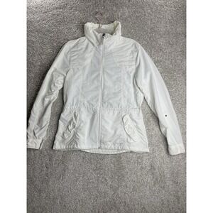 Eddie Bauer Travex Jacket Mock Neck Womens  Medium Cream Nylon Hiking Style